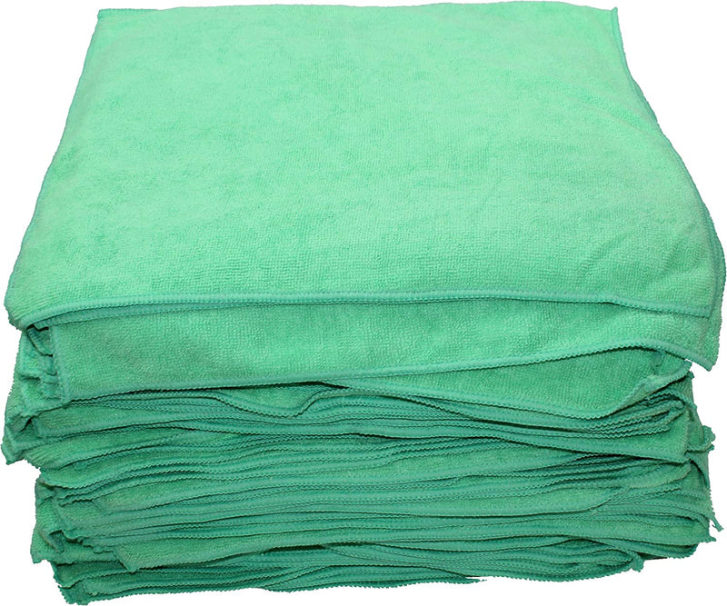 PLUSH MICROFIBER POLISHING CLOTH - 16" X 16" GREEN 100/PKG